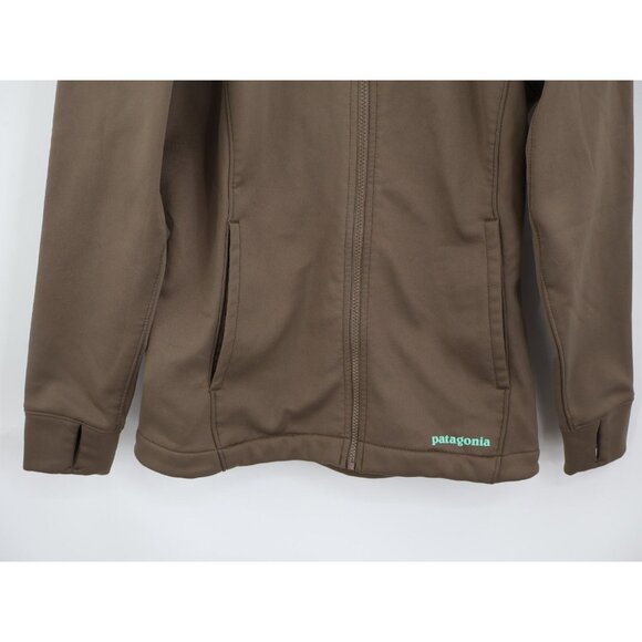 Patagonia Women’s Slopestyle Hoody Brown Aqua Size XS Softshell Full Zip Jacket - Picture 4 of 16